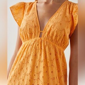 Rails Tina Eyelet Midi Dress Marigold Keyhole Dress